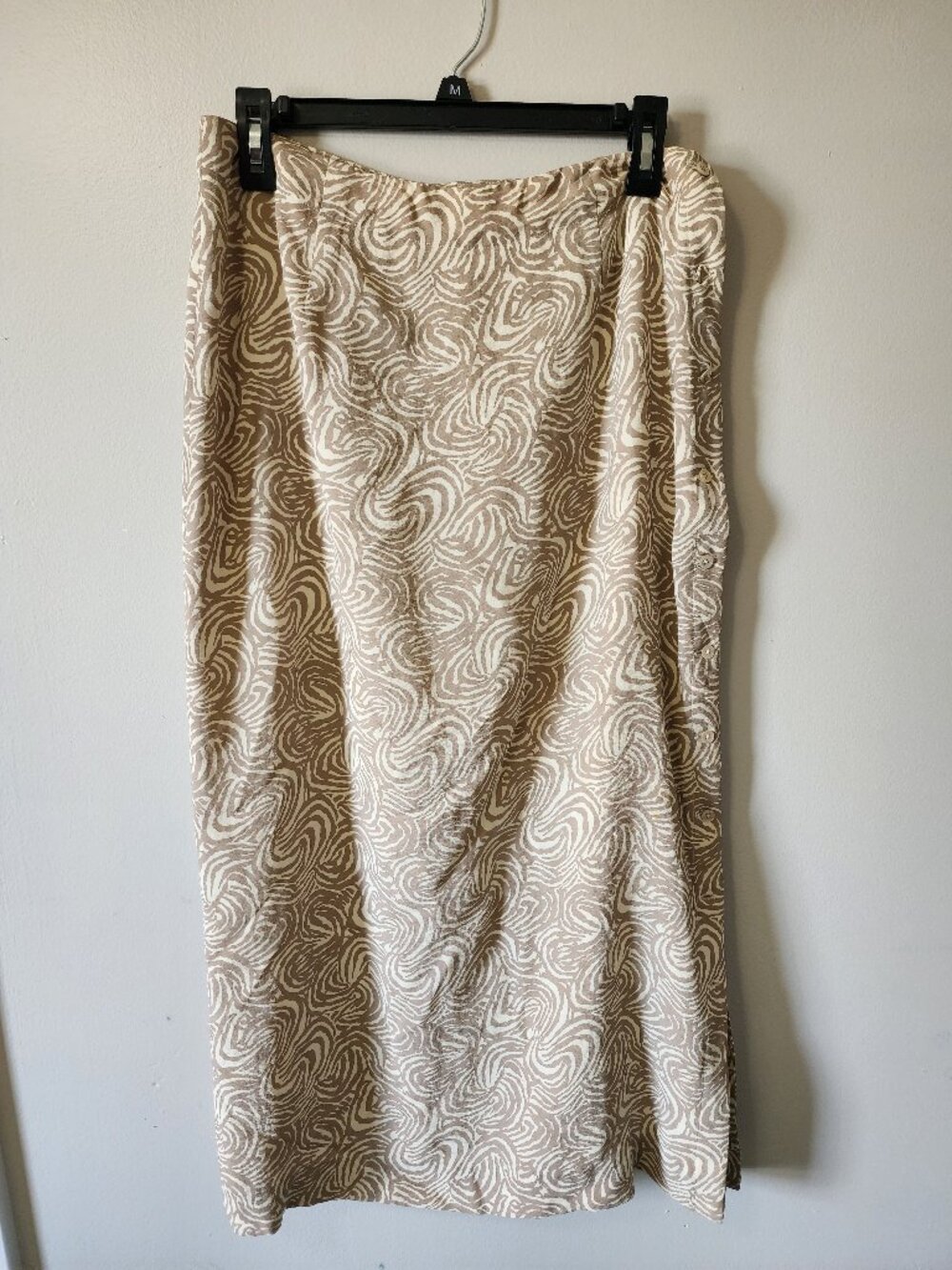 Banana Republic Tan Cream Abstract Print Side Button Skirt App. 8/10